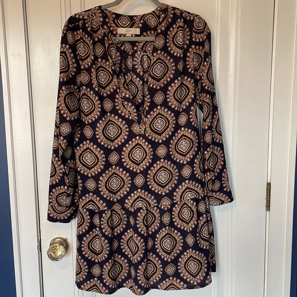 Loft drop waist patterned dress
